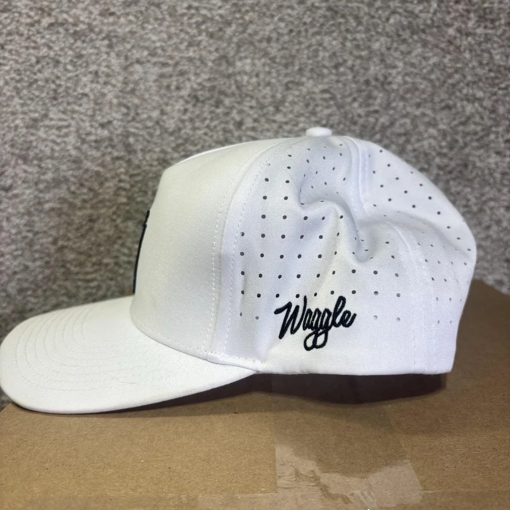 Waggle 19th Hole Hat Cap Snap Back Mens One Size White Golf Beer Perforated